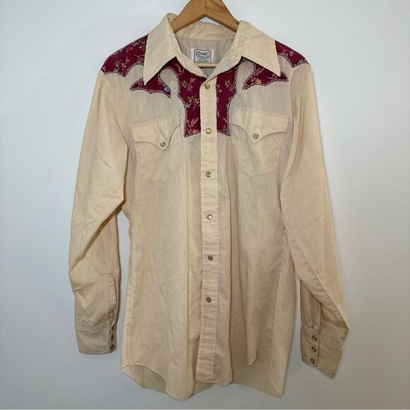 Vintage 70s H Bar C Ranchwear Western Shirt Sz M/L? Pearl Snap Up Floral - Picture 2 of 12